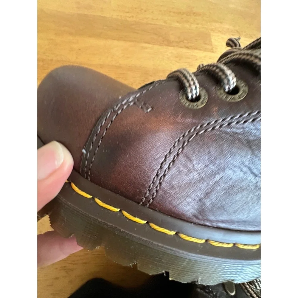 VTG Dr. Martens Brown Leather Chunky Platform Shoes Mens 12 NEW Y2K 10938 READ
